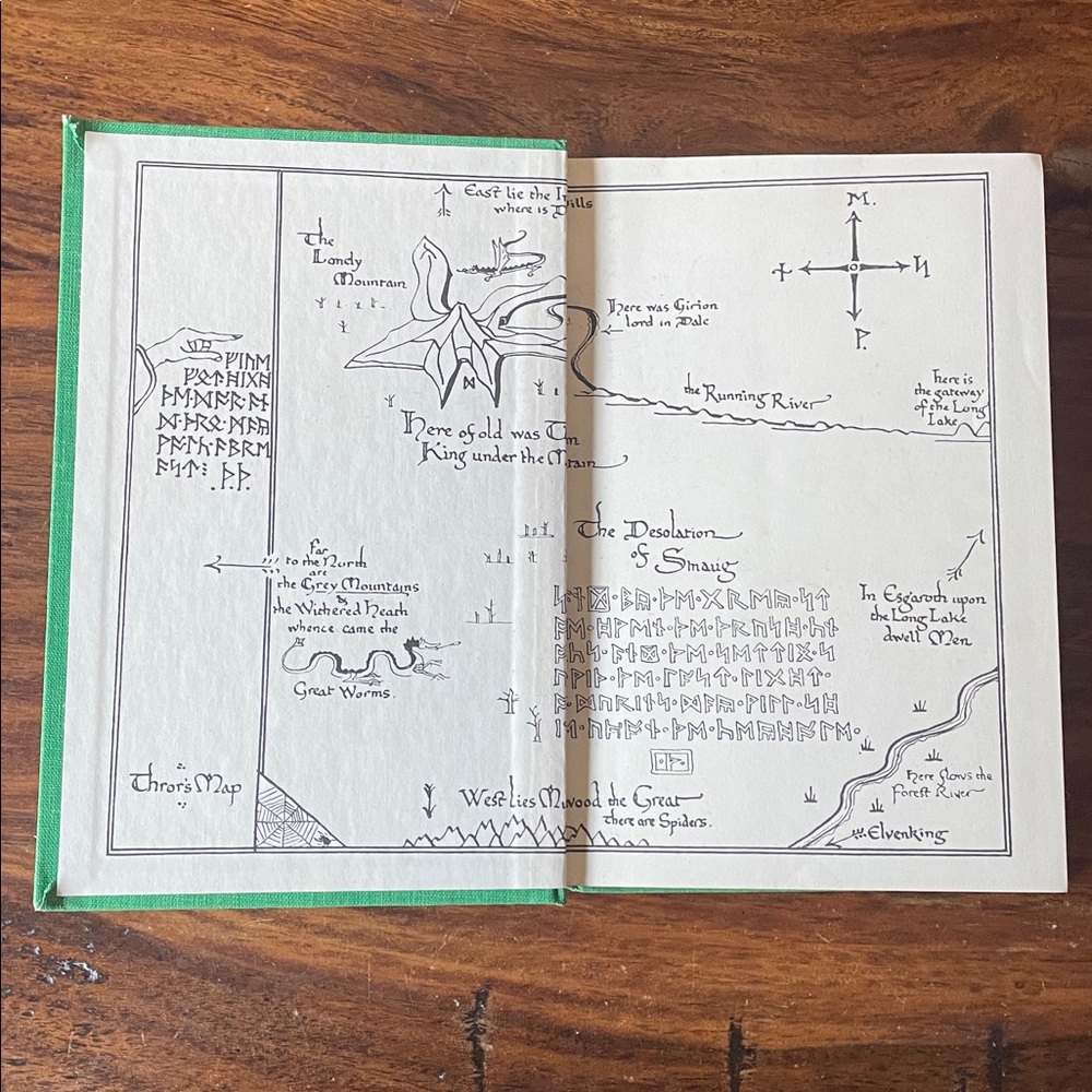 Vintage Tolkien THE HOBBIT Green Hardcover Book with Original Dust Jacket 80s - Picture 11 of 16